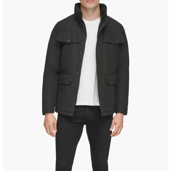NWT Kenneth Cole Navy Blue Water Resistant Puffer Coat Jacket Size M - Picture 1 of 9